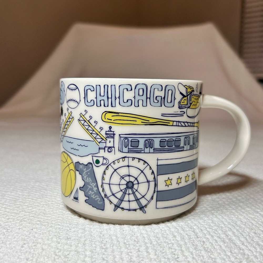 Starbucks Chicago Mug with Blue and Yellow Design